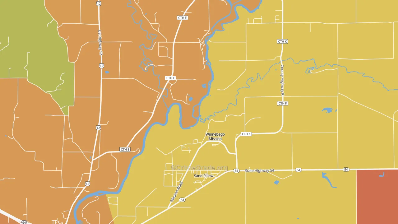 Winnebago Mission, WI Map of Assault Rates