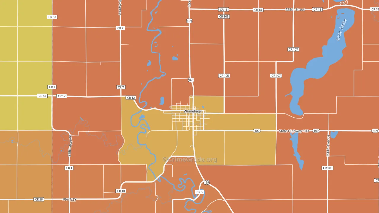 Winnebago, MN Map of Assault Rates