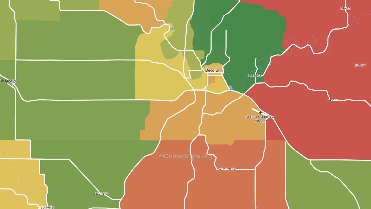 Winneshiek County, IA Map of Assault Rates