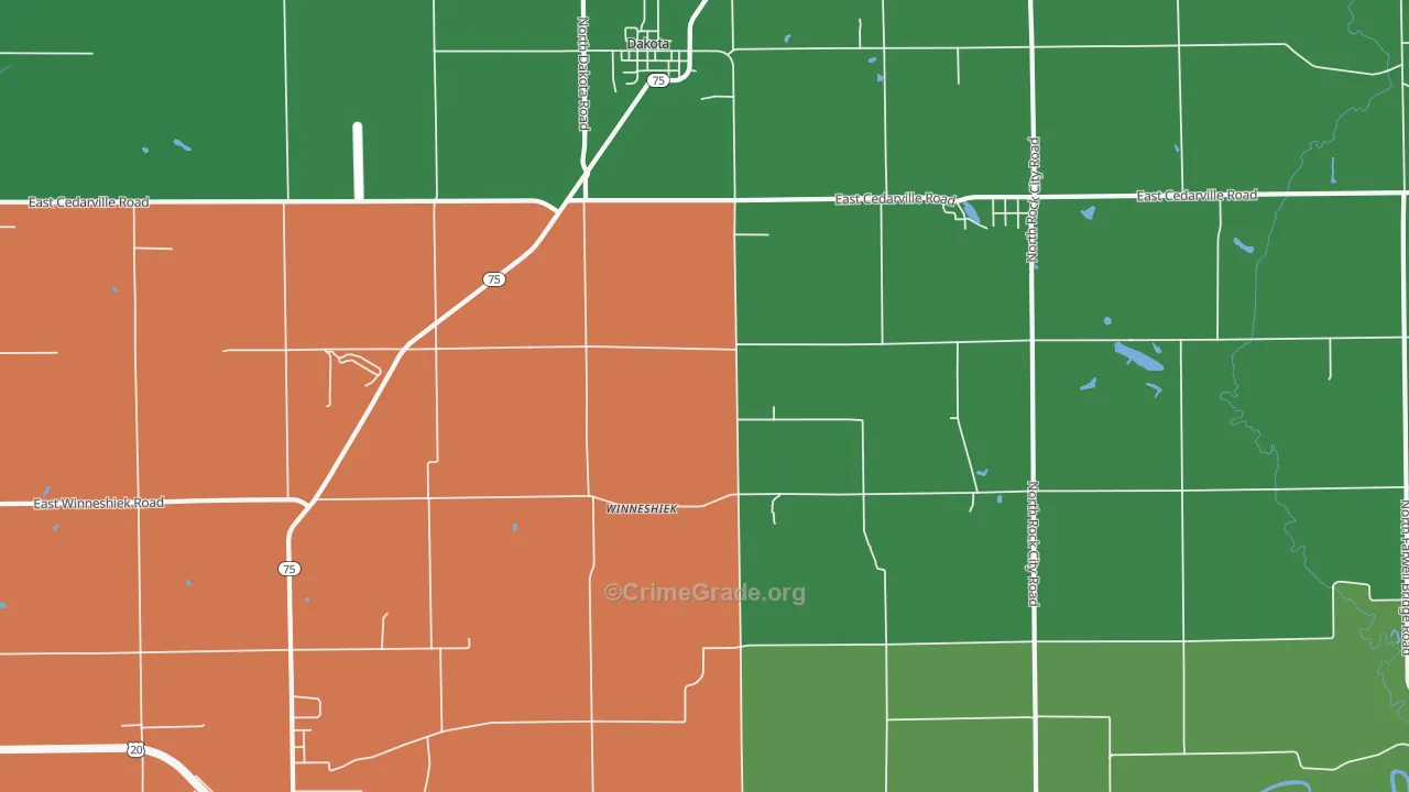 Winneshiek, IL Map of Assault Rates