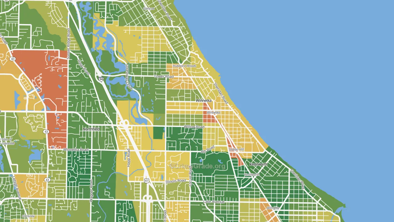 Winnetka, IL Map of Assault Rates