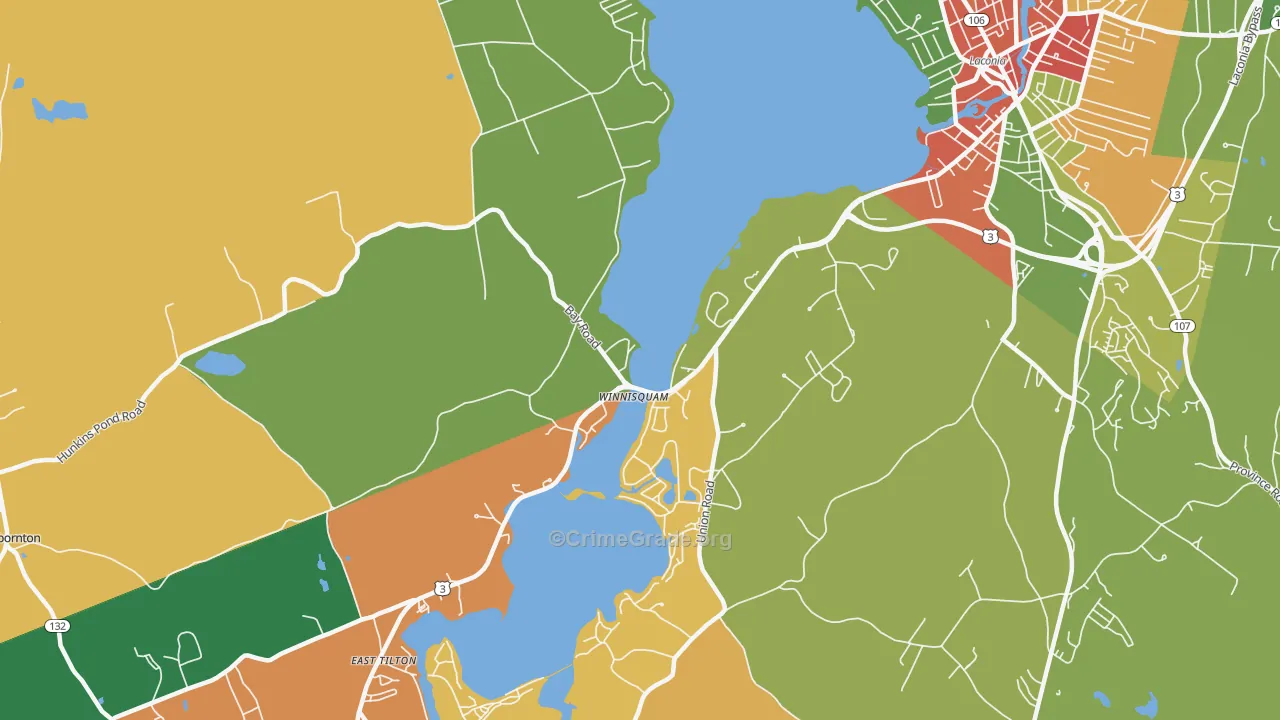 Winnisquam, NH Map of Assault Rates