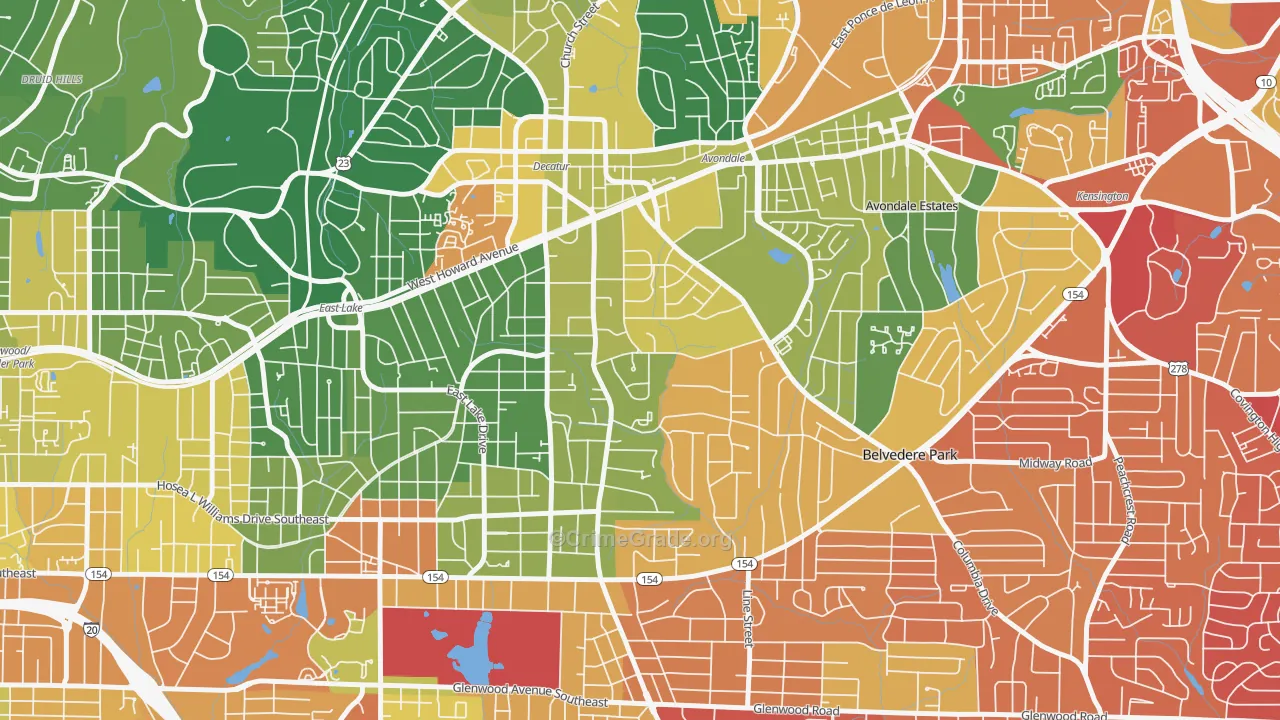 Winnona Park, Decatur, GA Map of Assault Rates