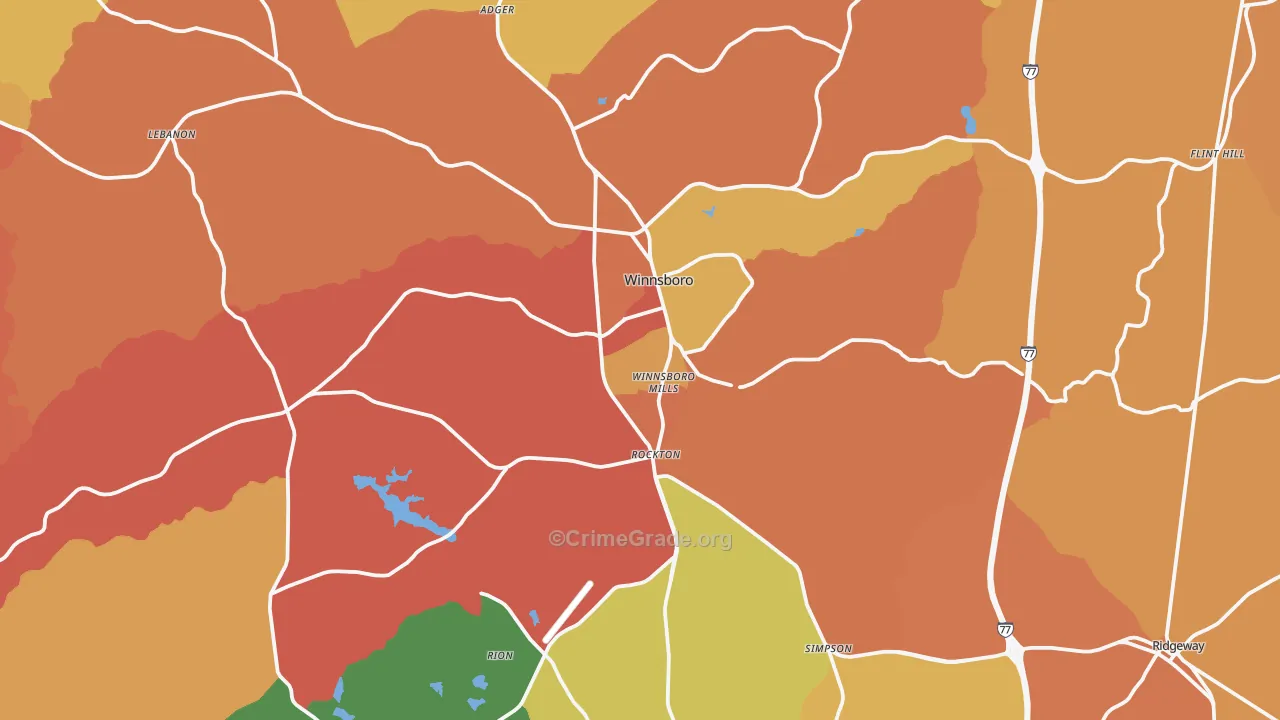 Winnsboro, SC Map of Assault Rates