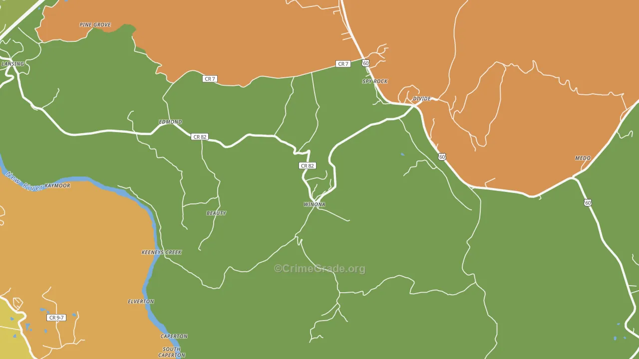 Winona, WV Map of Assault Rates