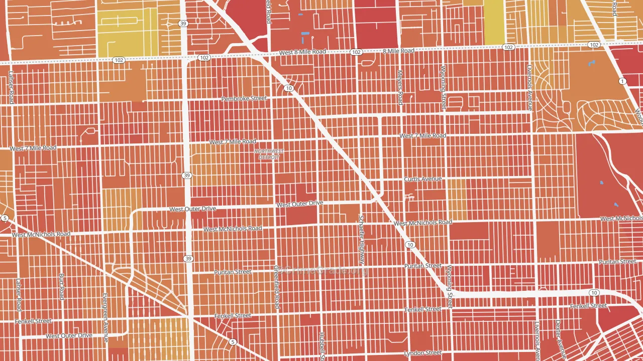 Winship, Detroit, MI Map of Assault Rates