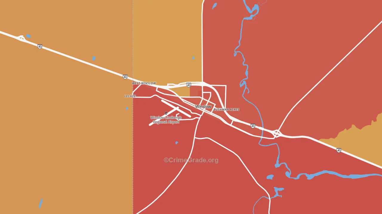 Winslow, AZ Map of Assault Rates