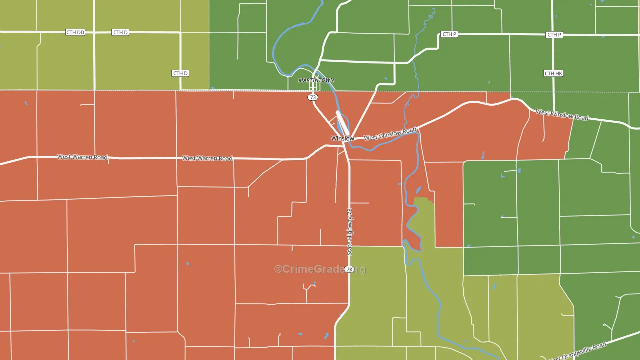 Winslow, IL Map of Assault Rates