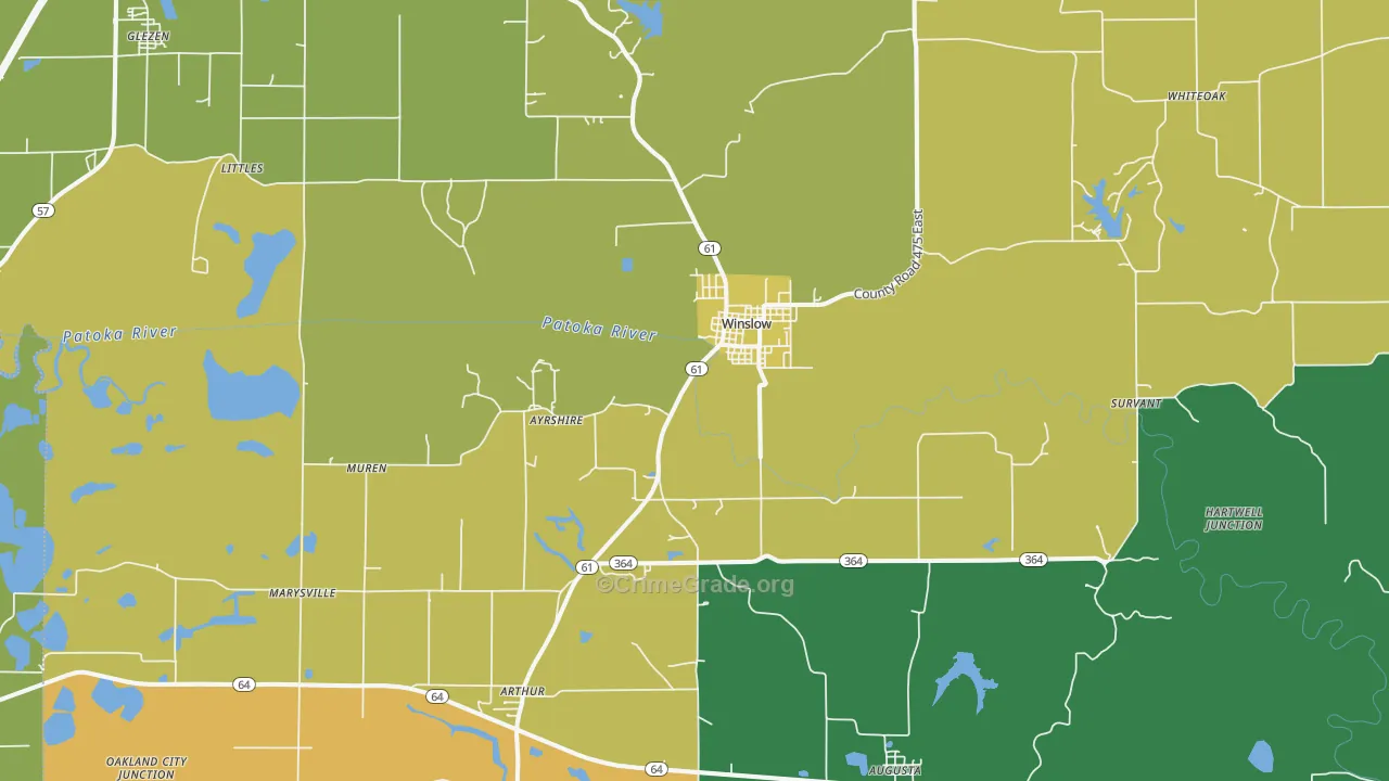 Winslow, IN Map of Assault Rates