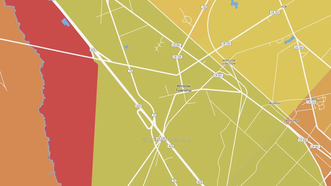 Winslow, NJ Map of Assault Rates