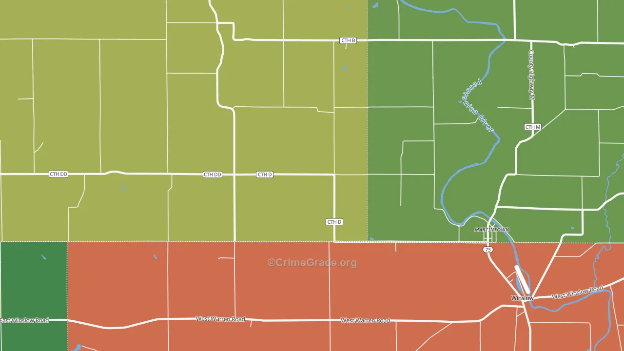Winslow, WI Map of Assault Rates