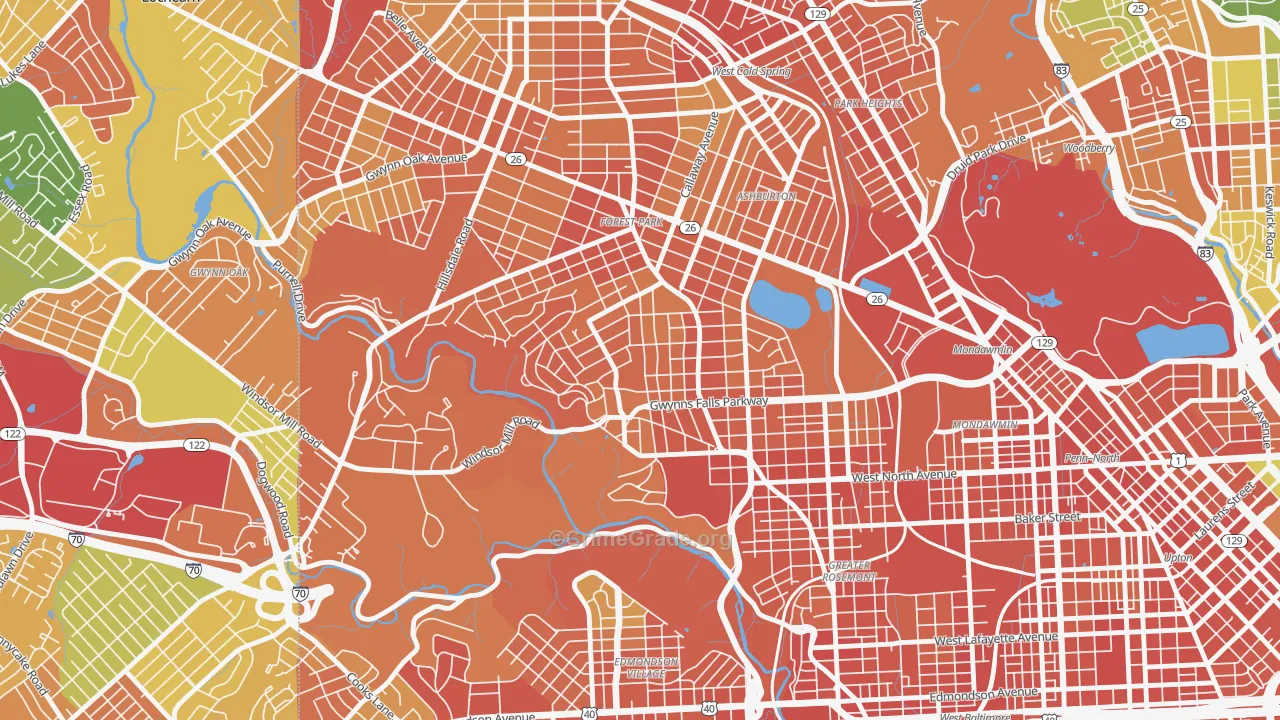 Winsor Hills, Baltimore, MD Map of Assault Rates