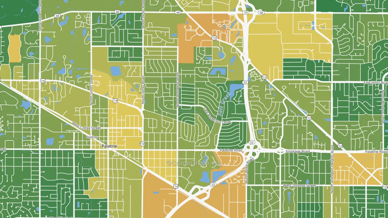Winston Park, Palatine, IL Map of Assault Rates