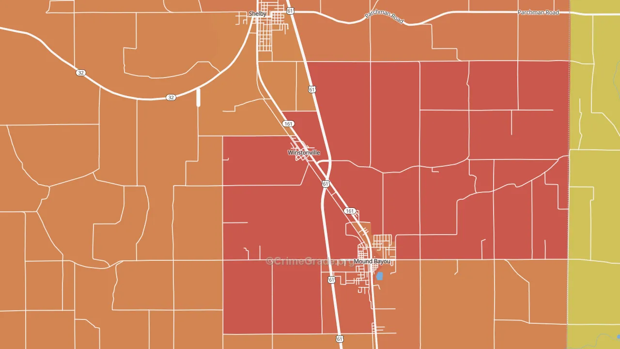 Winstonville, MS Map of Assault Rates