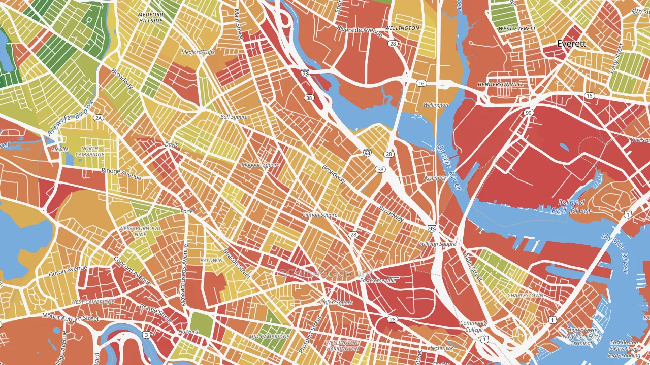 Winter Hill, Somerville, MA Map of Assault Rates