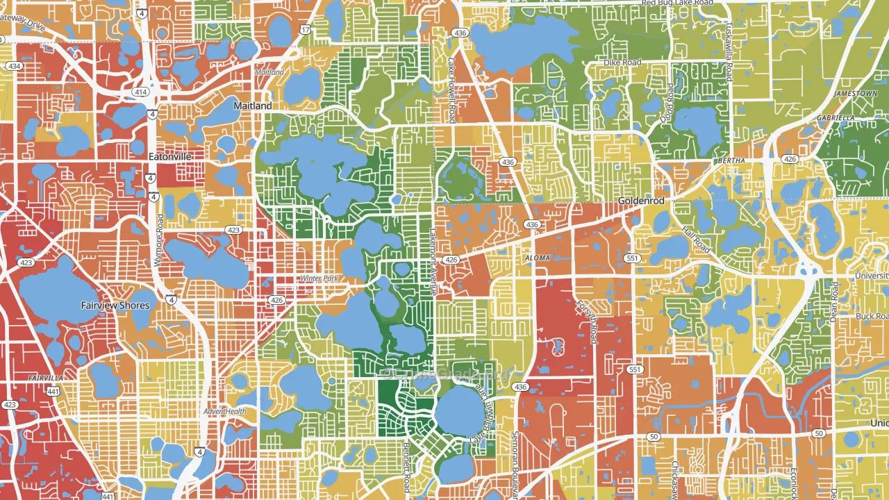 Winter Park, FL Map of Assault Rates