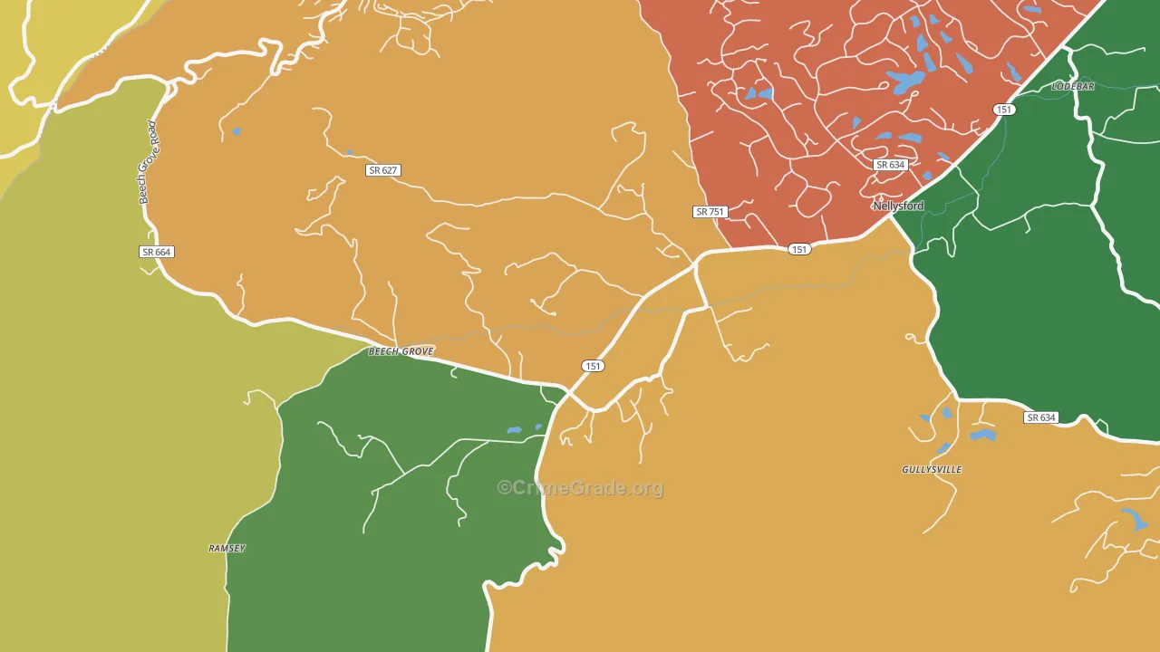 Wintergreen, VA Map of Assault Rates