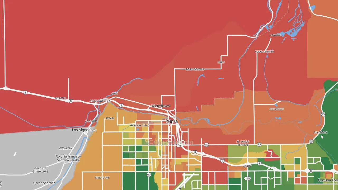 Winterhaven, CA Map of Assault Rates