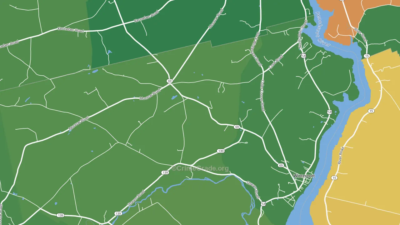 Winterport, ME Map of Assault Rates
