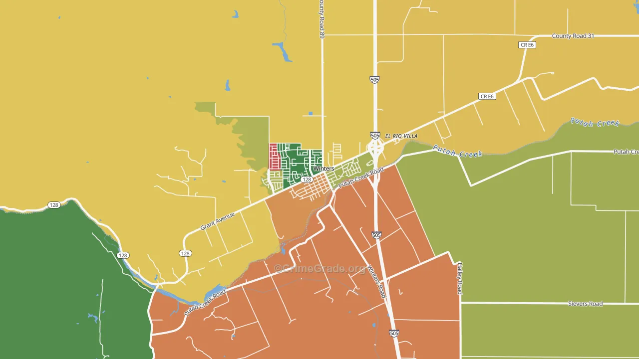 Winters, CA Map of Assault Rates