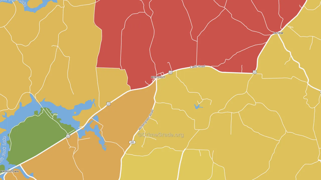 Winterset, OH Map of Assault Rates