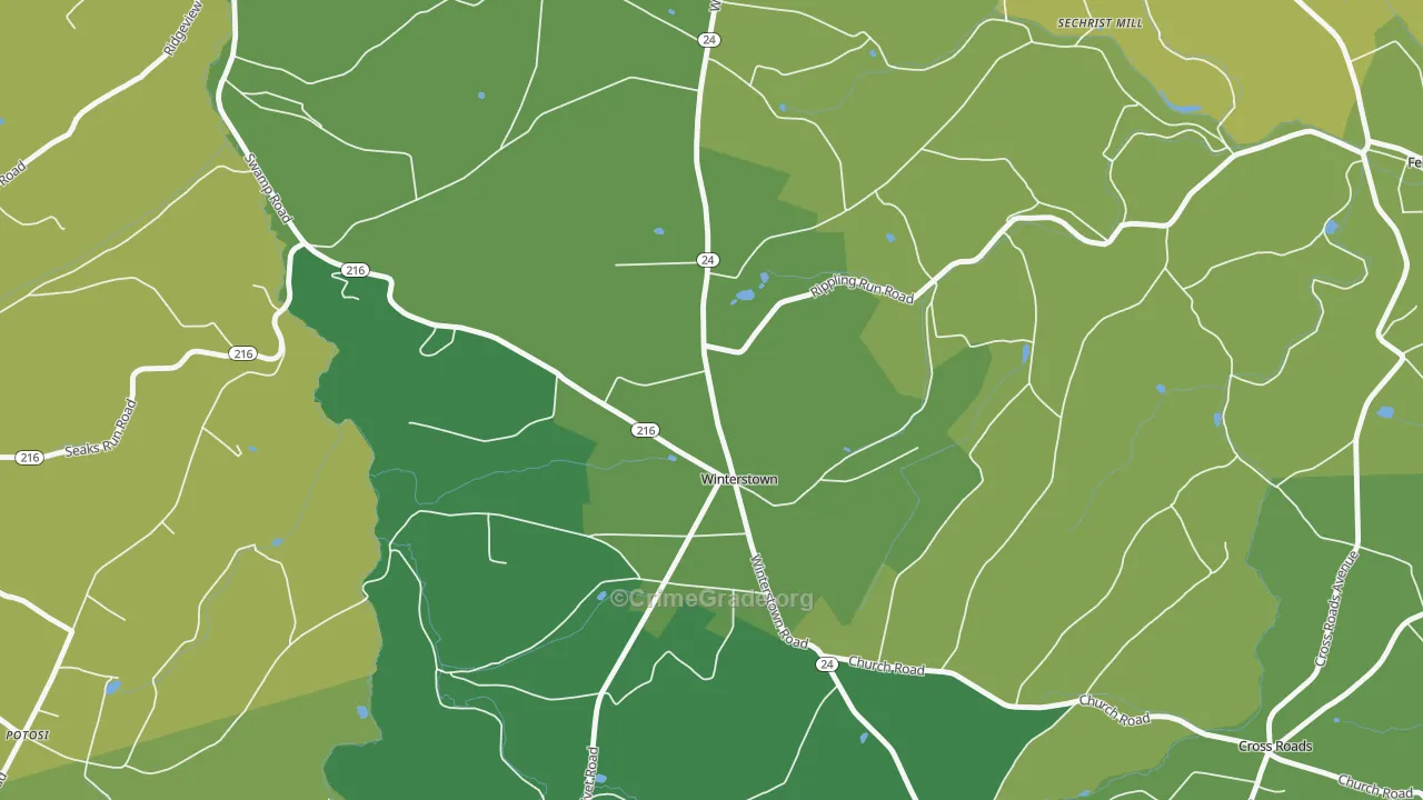 Winterstown, PA Map of Assault Rates