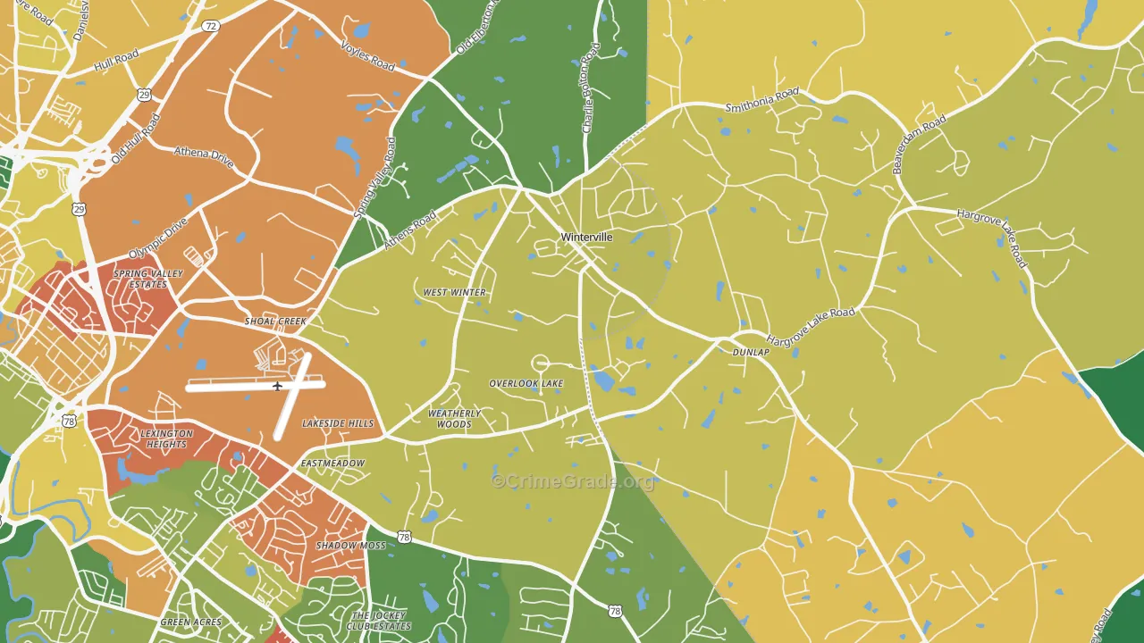 Winterville, GA Map of Assault Rates