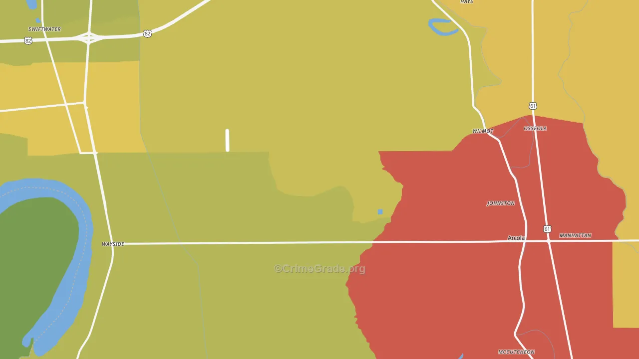 Winterville, MS Map of Assault Rates