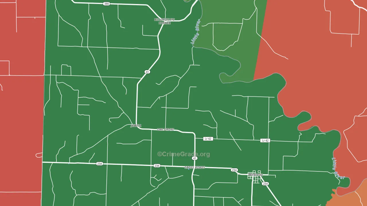 Winthrop, AR Map of Assault Rates