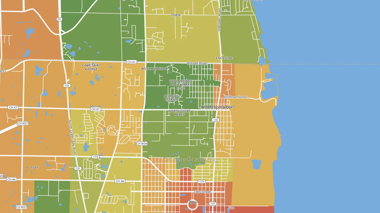 Winthrop Harbor, IL Map of Assault Rates