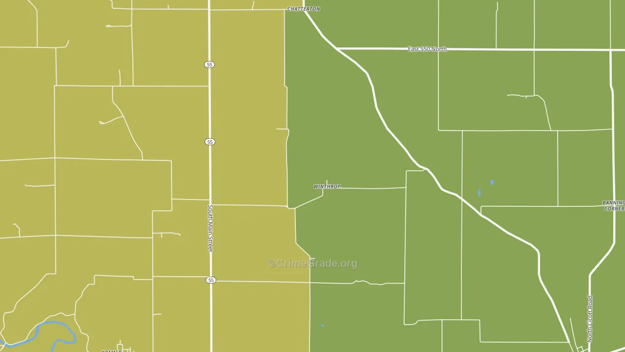 Winthrop, IN Map of Assault Rates