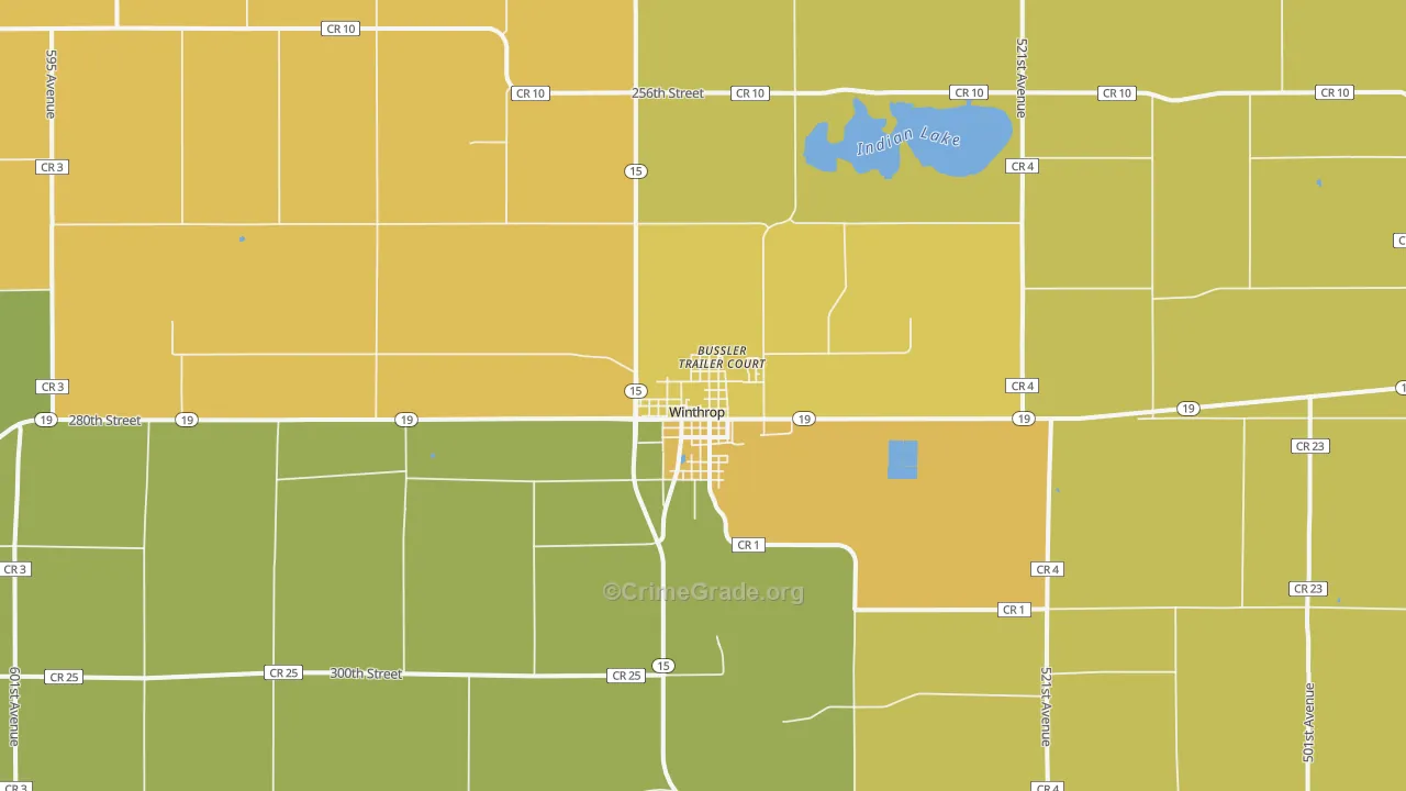 Winthrop, MN Map of Assault Rates
