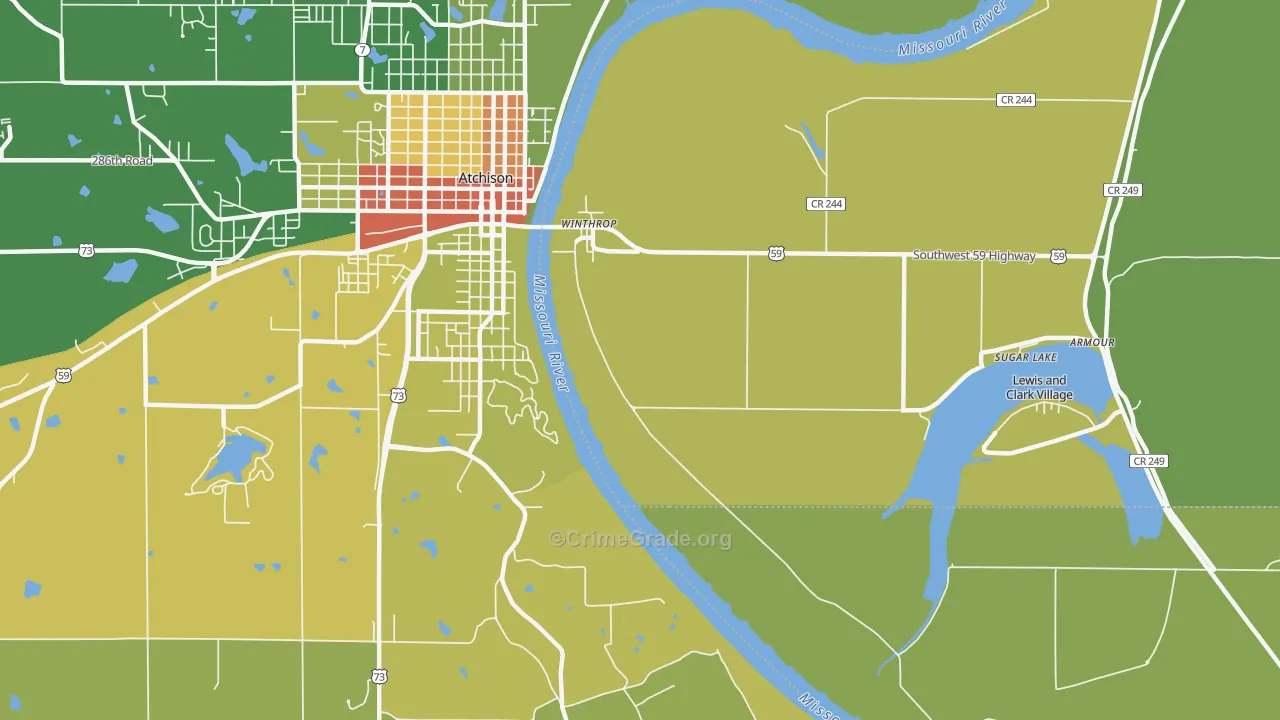 Winthrop, MO Map of Assault Rates