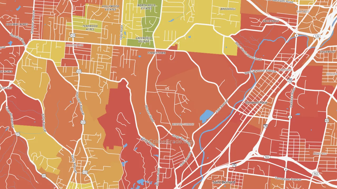 Winton Hills, Cincinnati, OH Map of Assault Rates