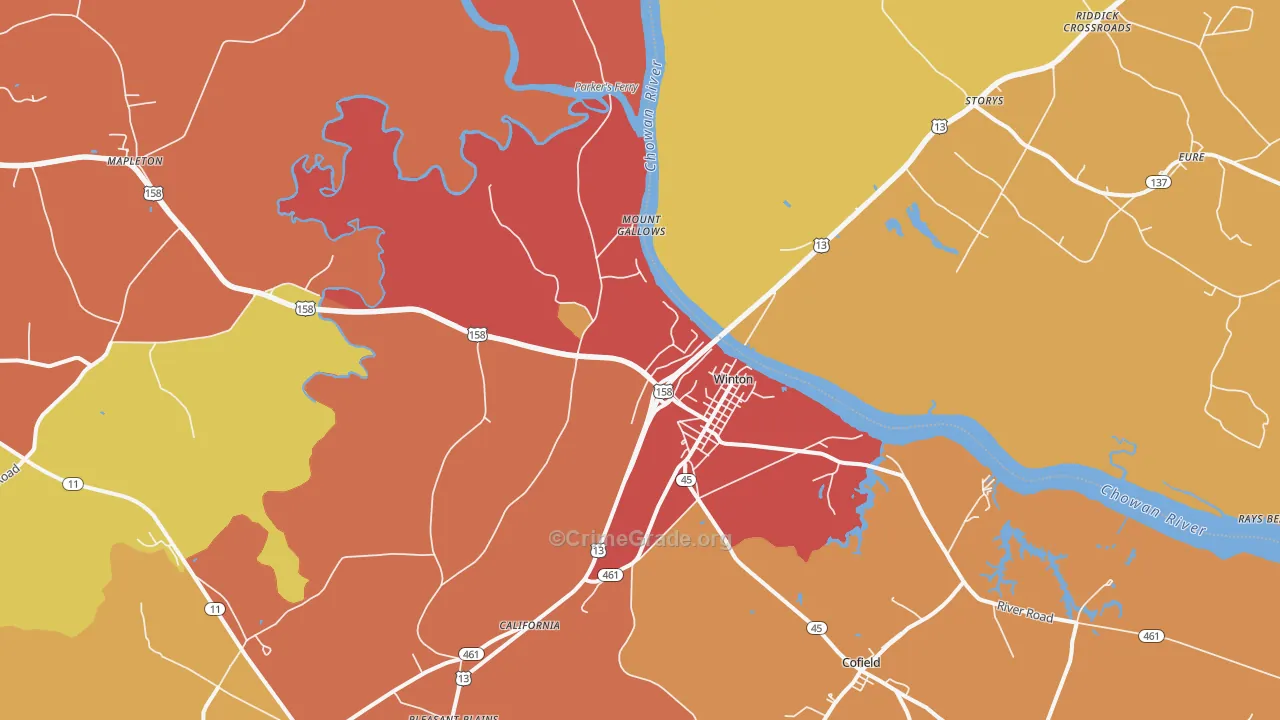 Winton, NC Map of Assault Rates