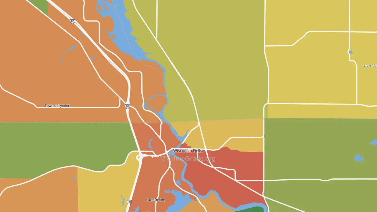 Wisconsin Dells, WI Map of Assault Rates
