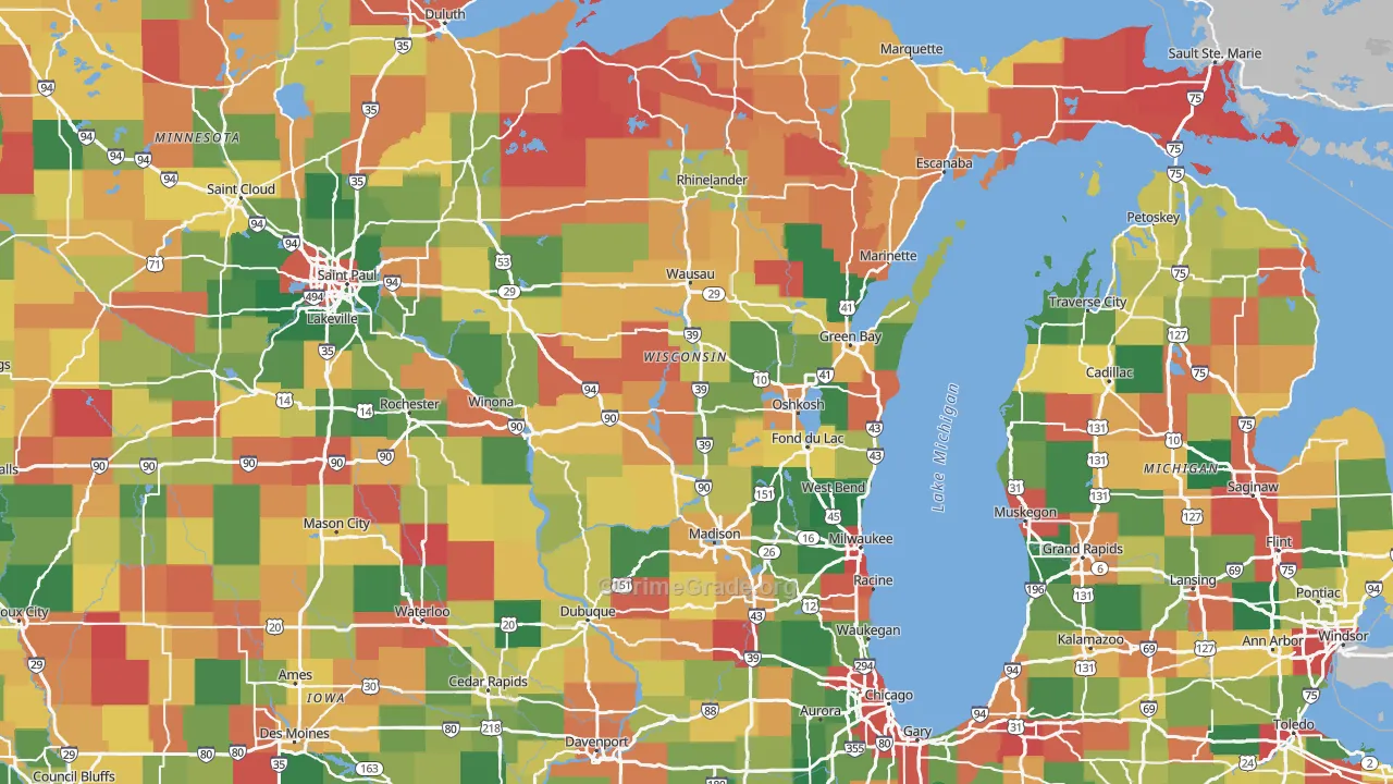 Wisconsin Map of Assault Rates