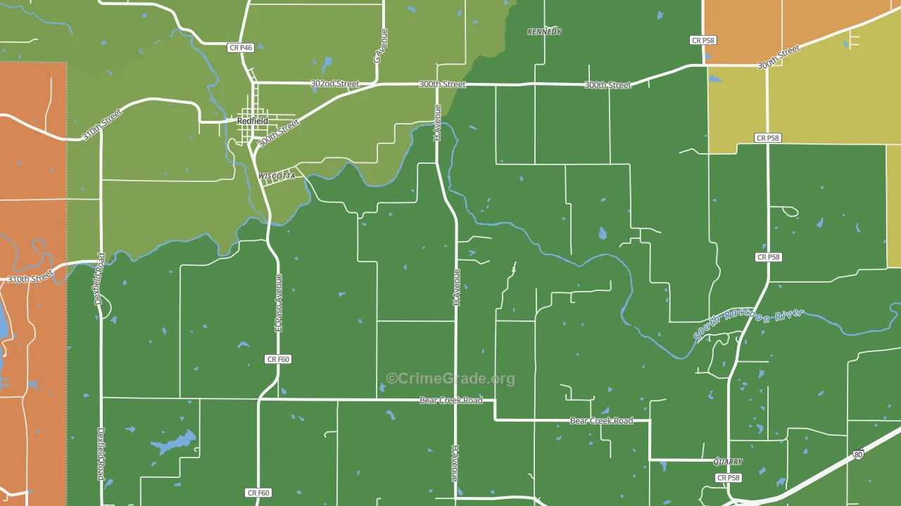 Wiscotta, IA Map of Assault Rates