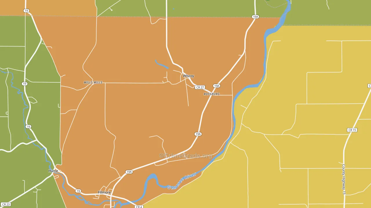 Wiscoy, NY Map of Assault Rates