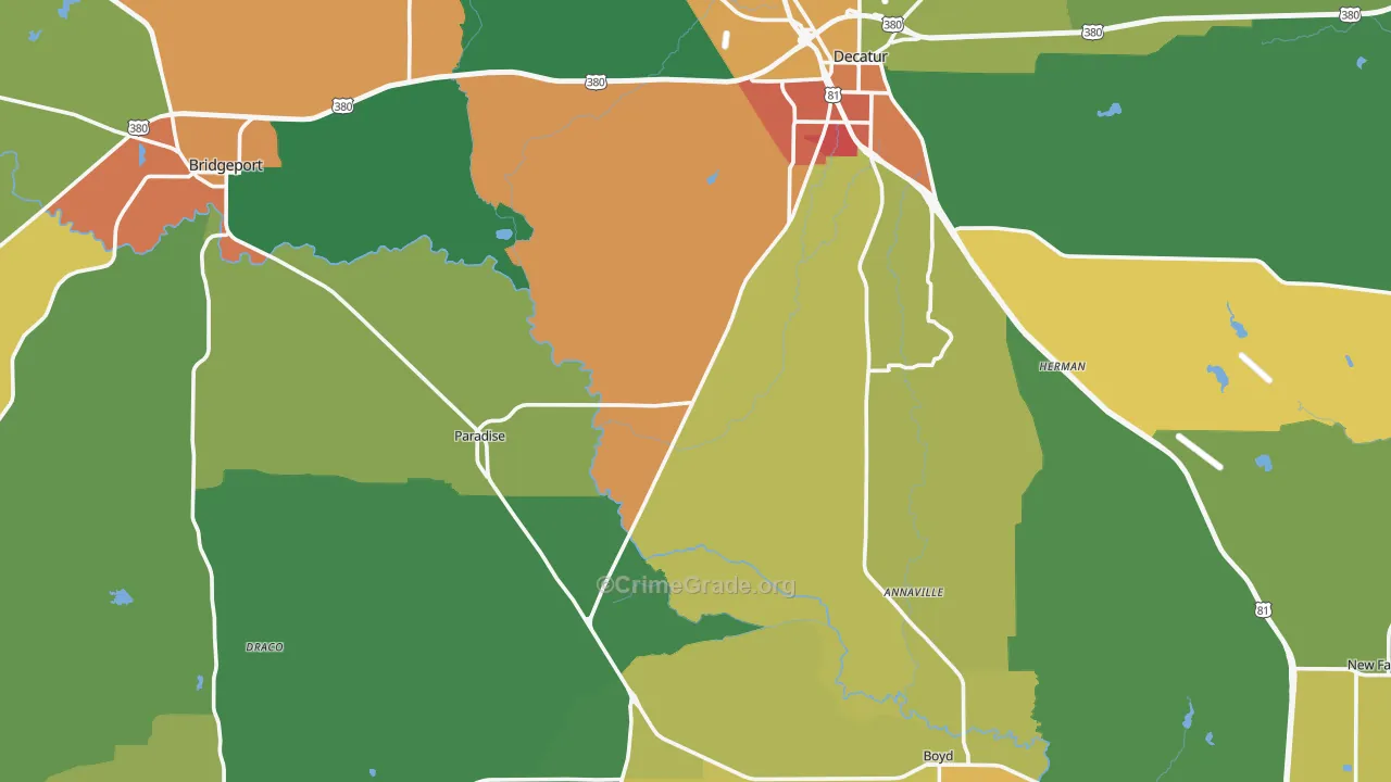 Wise County, TX Map of Assault Rates