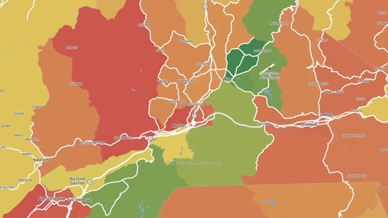 Wise County, VA Map of Assault Rates