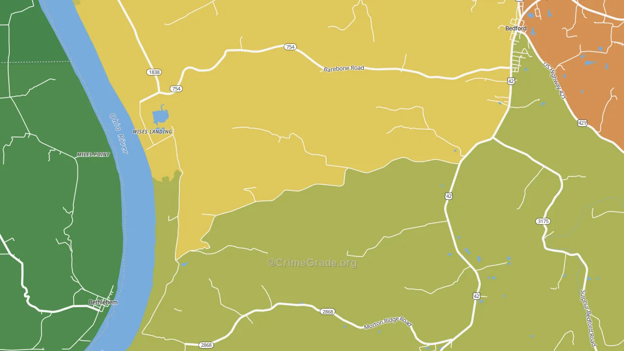 Wises Landing, KY Map of Assault Rates