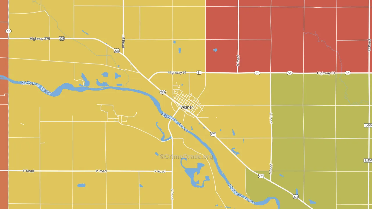 Wisner, NE Map of Assault Rates