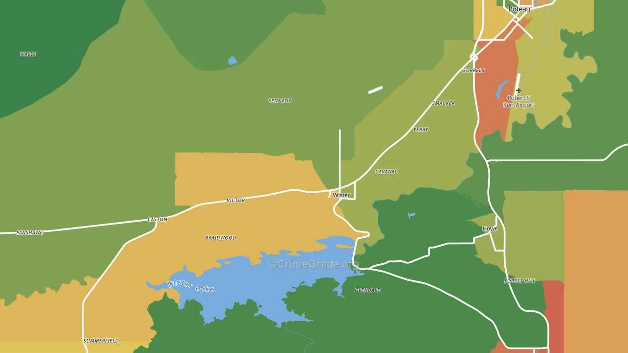 Wister, OK Map of Assault Rates
