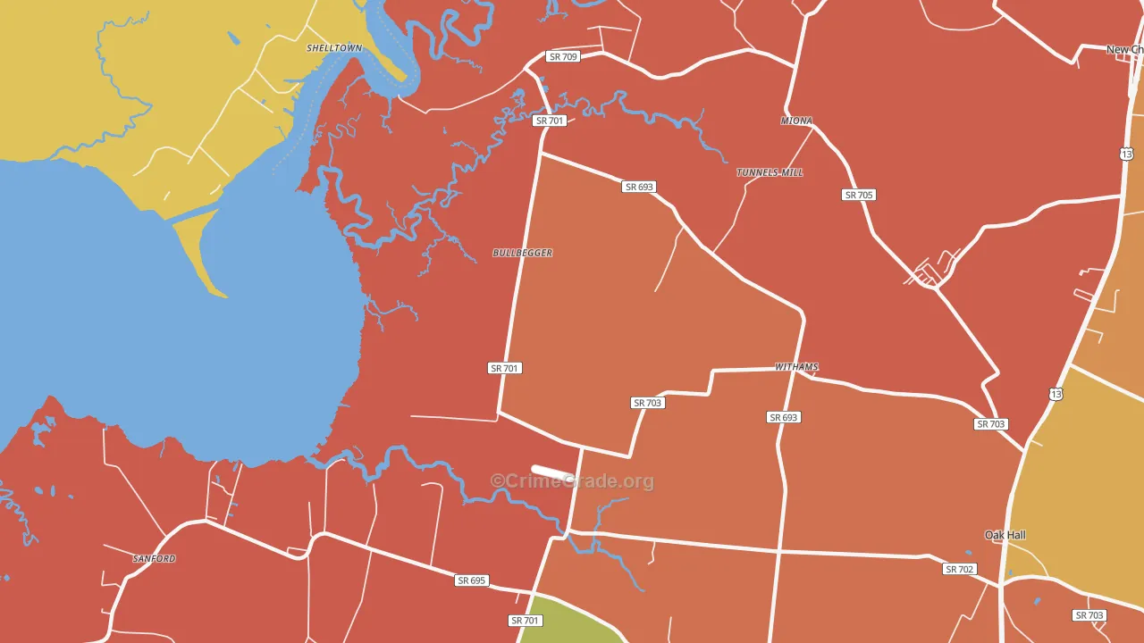 Withams, VA Map of Assault Rates