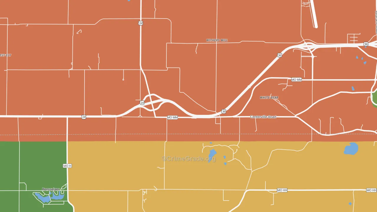Withers Mill, MO Map of Assault Rates