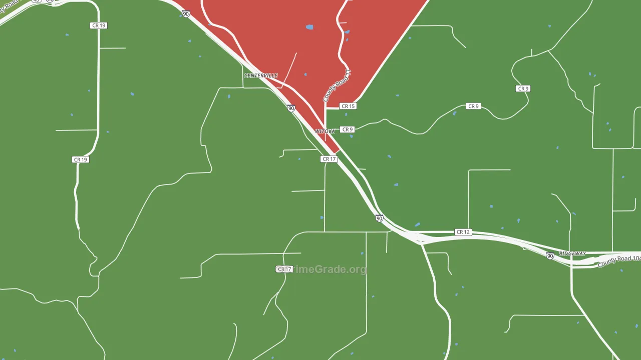 Witoka, MN Map of Assault Rates