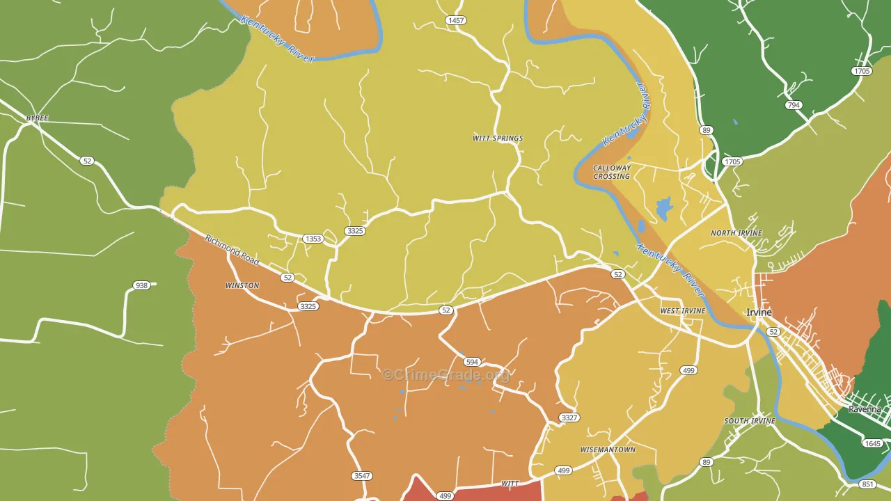 Witt Springs, KY Map of Assault Rates