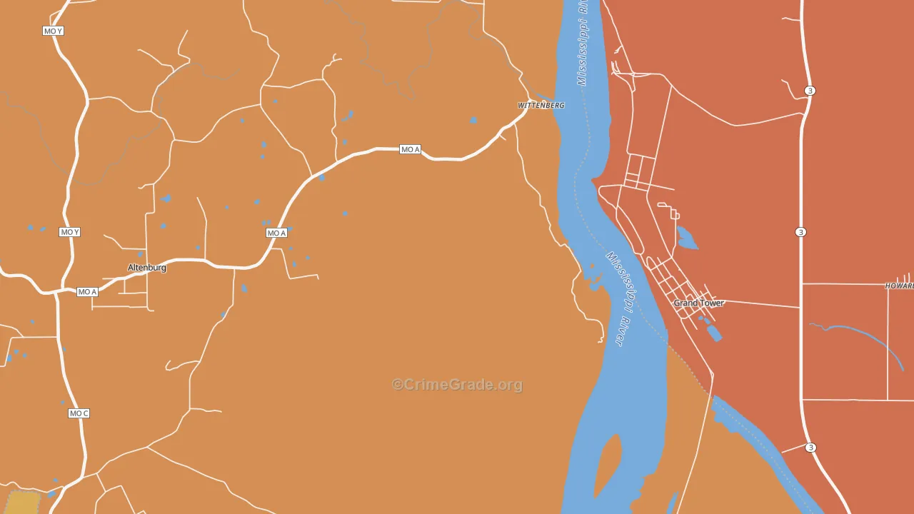 Wittenberg, MO Map of Assault Rates
