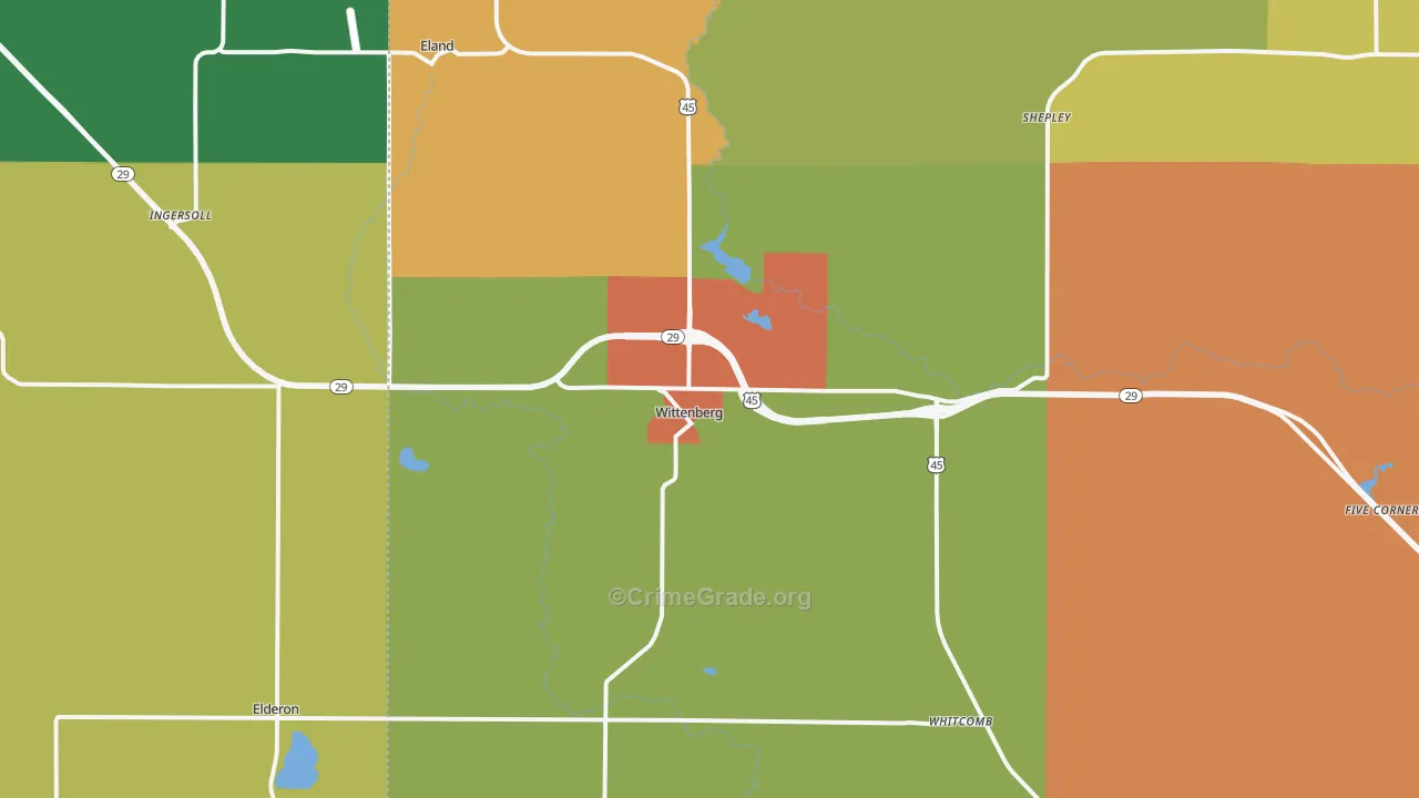 Wittenberg, WI Map of Assault Rates